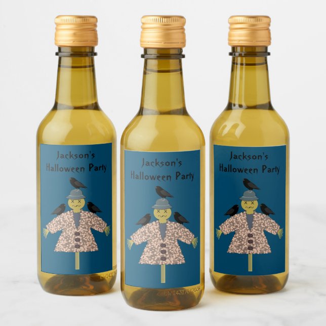 Espantapájaros de Paja de Halloween y Cuervos (Botellas)