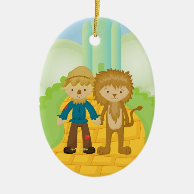 Espantapájaros y león en el ornamento amarillo del (Frente)