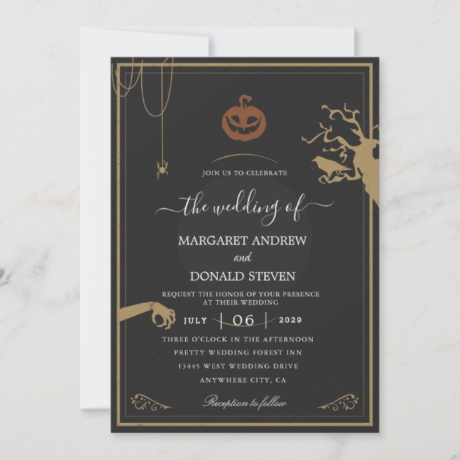 espantosas invitaciones de bodas de Halloween (Anverso)