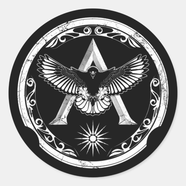Espartano Águila Griego Escudo Pegatina redondo cl (Anverso)