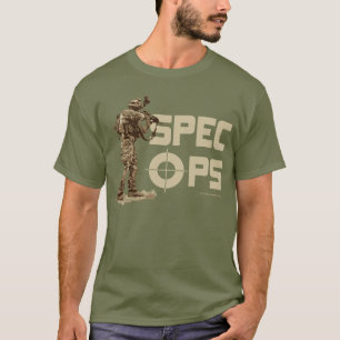 Espec. Ops en la camiseta del verde del cansancio