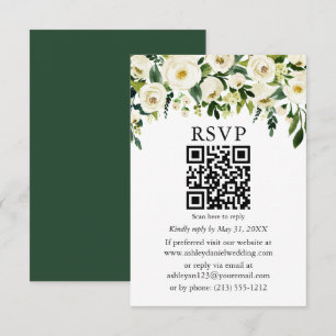Especial - Floral blanca verde QR Wedding RSVP