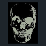 Especial único del arte pop del cráneo gris negro<br><div class="desc">Skeleton de arte fantasmal Poster de imagen negativa - fuerte Punk Metalizado Rock College Arte retro</div>