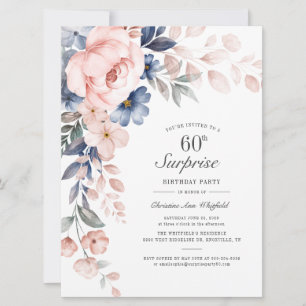 Espectacular Blue Pink Floral Sorpresa 60 cumpleañ