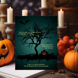 Espectacular invitación a fiesta verde de Hallowee