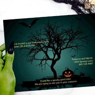 Espectacular invitación a fiesta verde de Hallowee