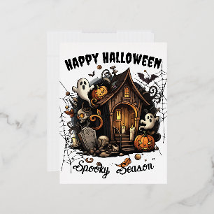 🎃 Espectacular tarjeta postal de la casa embrujad