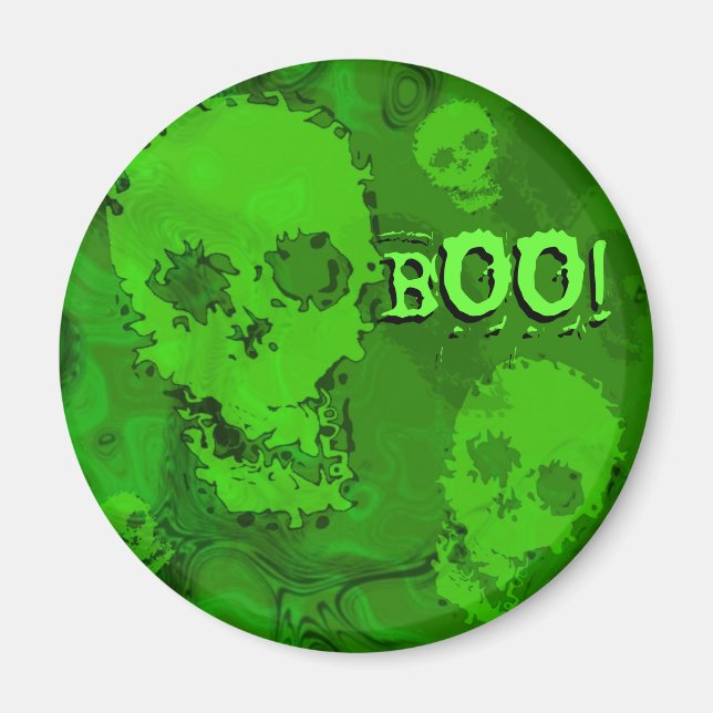 Espectro de cráneo 'Boo!' imán de nevera (Frente)