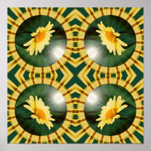 Espejo amarillo margarita floral Resumen arte