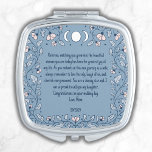 Espejo Compacto Algo de la novia azul Boda regalo Boho Celestial<br><div class="desc">Un espejo compacto impresionante, para un regalo sentimental de la madre de un boda de novias que dejará una impresión duradera en su día especial. Este espejo, adornado con una delicada y polvorienta corona floral azul y rosa, irradia un encantador estilo boho. Para añadir un toque encantador, cuenta con un...</div>