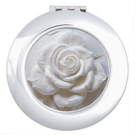 Espejo Compacto Blanco Sobre Blanco - Rosa Esculpida