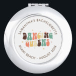 Espejo Compacto Boho Bachelorette Disco Bride Dancing Queens<br><div class="desc">Personalizado Bachelorette Party Retro Dancing Queens espejo compacto usted puede personalizar con el nombre,  destino y fecha de la novia. Diseño retro de fiesta de novias perfecto</div>