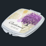 Espejo Compacto Cita romántica Boda de árbol de hojas moradas<br><div class="desc">Boda Romántico de hojas de coral personalizado  de citas Espejo compacto</div>