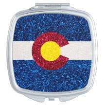 Espejo compacto de bandera de Colorado purpurina
