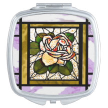 Espejo compacto de cristal rojo Rosa dorado