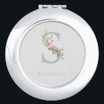 Espejo Compacto Delicate Elegant S Initial Garland Gift for Her<br><div class="desc">Delicate Elegant S Initial Garland Woman Gift Compact Mirror. IMPORTANT NOTICE: This design is part of a collection and has other coordinated elements that you can find in my store. Sometimes it can be difficult to aesthetically align and put texts or initials on the designs, if so tell me and...</div>