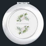 Espejo Compacto Delicate Elegant White & Green Garland Woman Gift<br><div class="desc">Delicate Elegant White & Green Garland Woman Gift Compact Mirror. IMPORTANT NOTICE: This design is part of a collection and has other coordinated elements that you can find in my store. Sometimes it can be difficult to aesthetically align and put texts or initials on the designs, if so tell me...</div>