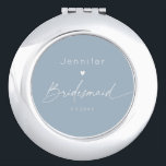 Espejo Compacto Elegante regalo de dama de honor azul polvoriento<br><div class="desc">El elegante regalo de la dama de honor azul polvoriento minimalista y los artículos compactos relacionados están disponibles.</div>