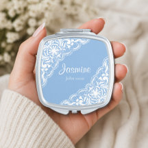 Encaje Blanco en Monograma Azul con Versículo de l