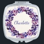Espejo Compacto Favor del partido de novias florales púrpura perso<br><div class="desc">Partido Bridal de Flor Morada Personalizada Favor de Espejo Compacto</div>