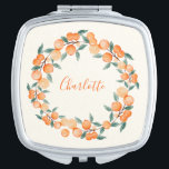 Espejo Compacto Favor del partido de novias Naranja de cítricos pe<br><div class="desc">Espejo compacto de Naranja cítrico personalizado de fruta de corona de novia favor</div>