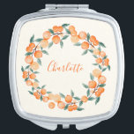 Espejo Compacto Favor del partido de novias Naranja de cítricos pe<br><div class="desc">Espejo compacto de Naranja cítrico personalizado de fruta de corona de novia favor</div>