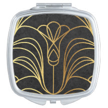 Floral Art Déco. Negro y oro