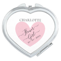 Flower Girl Heart Bridal Party Compact Mirror