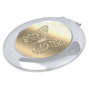 Espejo Compacto Mariposa elegante del oro