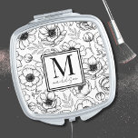 Espejo Compacto Monograma Girly Floral<br><div class="desc">Añada un toque de sofisticación a su rutina diaria con este elegante espejo compacto, con un monograma personalizado y un nombre enmarcado en un detalle cuadrado de moda. El exterior del espejo muestra un bonito patrón floral botánico, que aporta un sentido de naturaleza y primavera a sus accesorios. La sofisticada...</div>