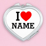Espejo Compacto Nombre del corazón<br><div class="desc">Escriba el nombre o texto deseado en la sección de nombres.</div>