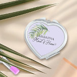 Espejo Compacto Palm Leaf de Honor Cualquier fiesta de novias de c<br><div class="desc">Regalo de fiesta nupcial que personalizar para tu doncella de honor - o para cualquiera en tu fiesta de boda. La doncella de honor está escrita en caligrafía manuscrita rápida y, fácilmente, puede cambiar esto a un papel diferente, introduciendo la herramienta de diseño. El diseño está decorado con una hoja...</div>