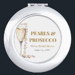 Espejo Compacto Perlas de oro elegantes y ducha de novia Prosecco<br><div class="desc">El "Elegant Gold Pearls and Prosecco Bridal Shower Compact Mirror" es un accesorio sofisticado que añade un toque de elegancia a cualquier celebración nupcial. Este espejo compacto, adornado con diseños intrincados inspirados en las perlas de oro y la efervescencia de Prosecco, es a la vez elegante y práctico. Perfecto para...</div>