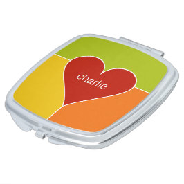 Espejo Compacto Personalizado de patrones de corazón monograma esp