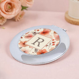 Espejo Compacto Pretty Flower Monogram Template Personalized
