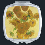 Espejo Compacto Vincent van Gogh - Vase con quince girasoles<br><div class="desc">Vase con quince girasoles / Vase avec quinze tournesols - Vincent Van Gogh,  agosto de 1888 - Sunflowers 1888 versión para la boca (F454)</div>
