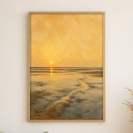 Espejo de Marea Baja Acuarela Arte Costero Póster