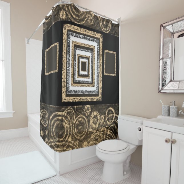 Espejos cortina de ducha de fondo negro (In situ)