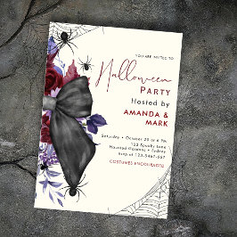 Espeluznante arco negro floral y arañas Invitación