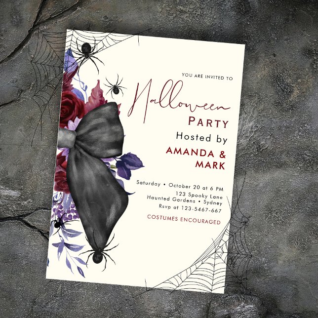 Espeluznante arco negro floral y arañas Invitación (Subido por el creador)