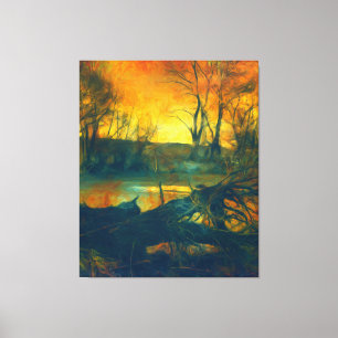Espeluznante arte en la pared del pantano oscuro