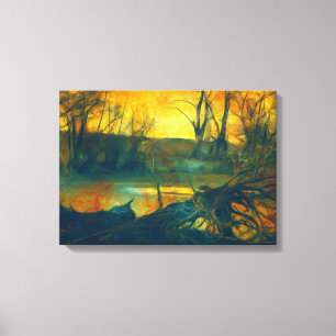 Espeluznante arte en la pared del pantano oscuro