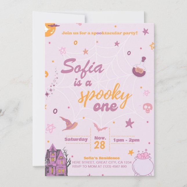 Espeluznante Chica de invitación de un cumpleaños (Anverso)