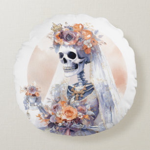 Espeluznante esqueleto de Halloween Almohada redon