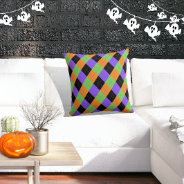 Espeluznante Halloween Argyle Cojín decorativo neg