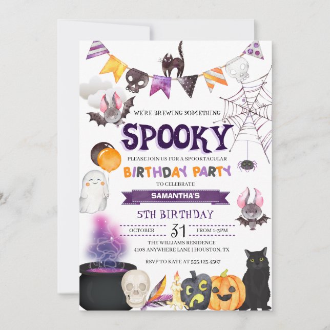 Espeluznante invitación a fiesta de cumpleaños de  (Anverso)