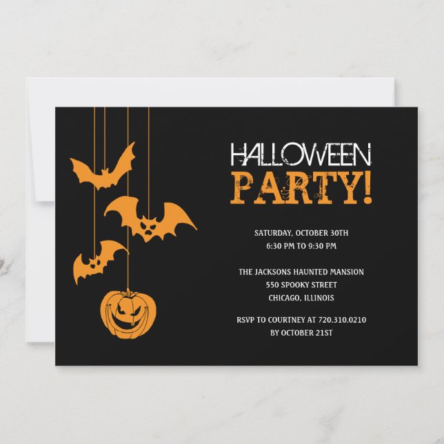 Espeluznante invitación a fiesta de Halloween (Anverso)