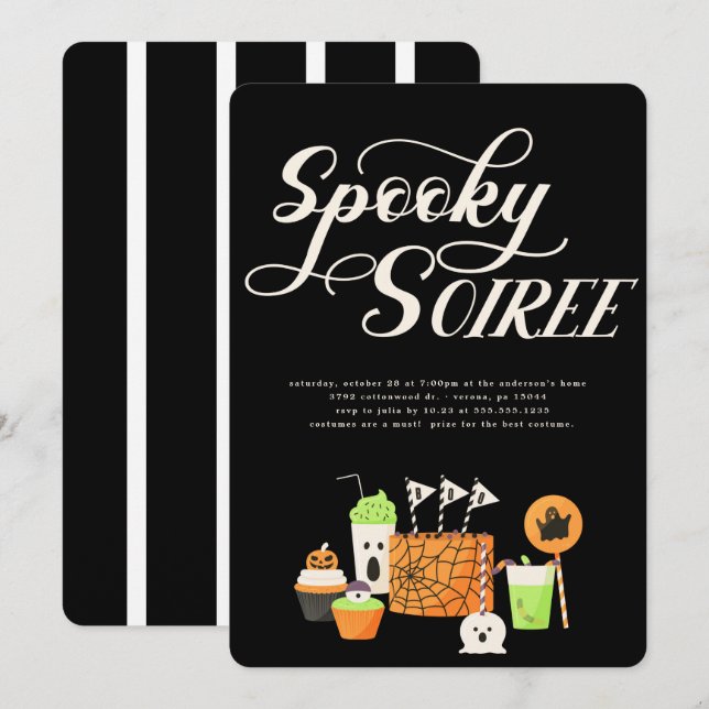 Espeluznante invitación a fiesta de Halloween en S (Anverso / Reverso)