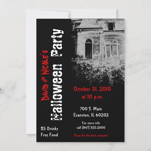 espeluznante invitación a la fiesta de halloween (Anverso)