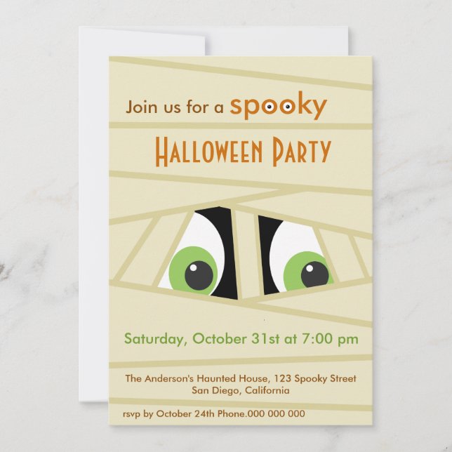 Espeluznante invitación a la fiesta de Halloween (Anverso)